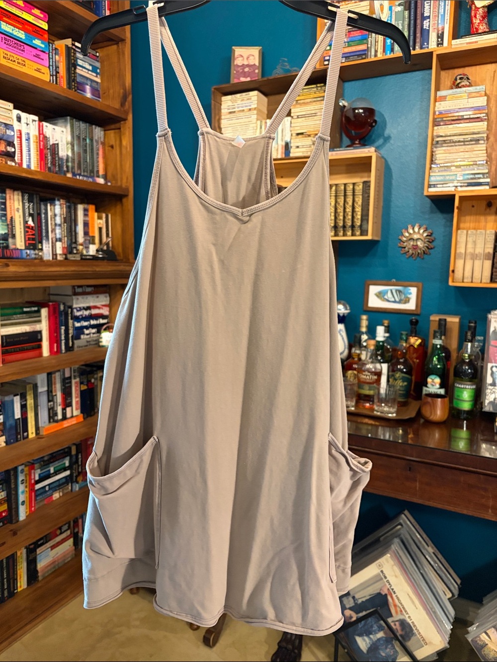 Free People loose fit mini dress in light taupe